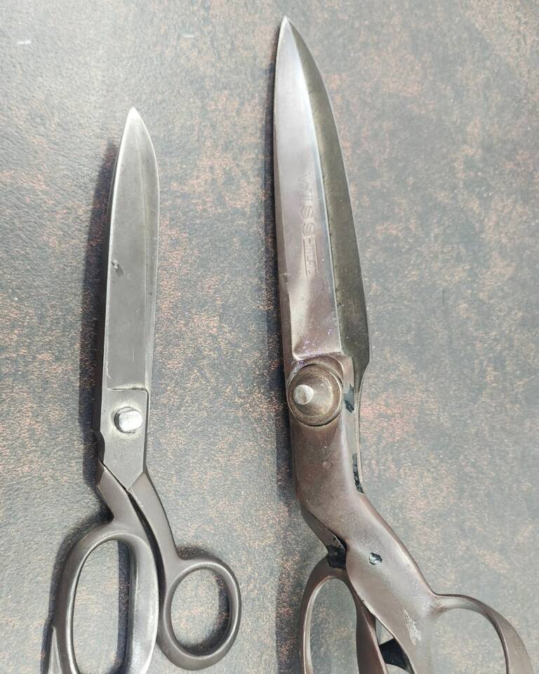 Rowan's scissors he has had for over 30 years at Tasman Canvas Motueka