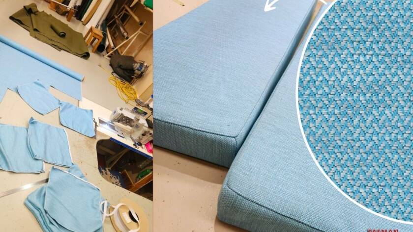Custom marine squabs made with James Dunlop fabric by Tasman Canvas Motueka