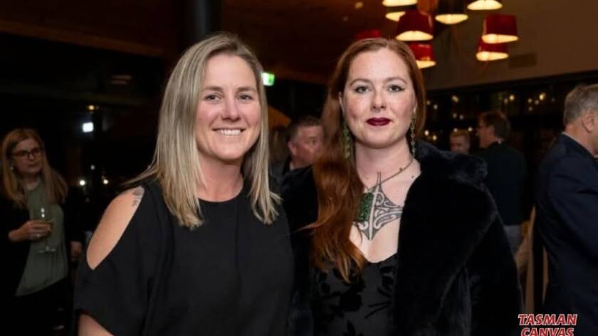 Emma and Phoenix from Tasman Canvas at the ATA NZ Awards for Excellence, canvas work Motueka